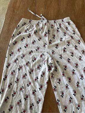 Disney Gray Mickey Mouse Pajama Pants with Red & Black Print